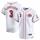 Men's Cincinnati Reds #3 Jeimer Candelario White Home Limited Stitched Baseball Jersey Dzhi,baseball caps,new era cap wholesale,wholesale hats